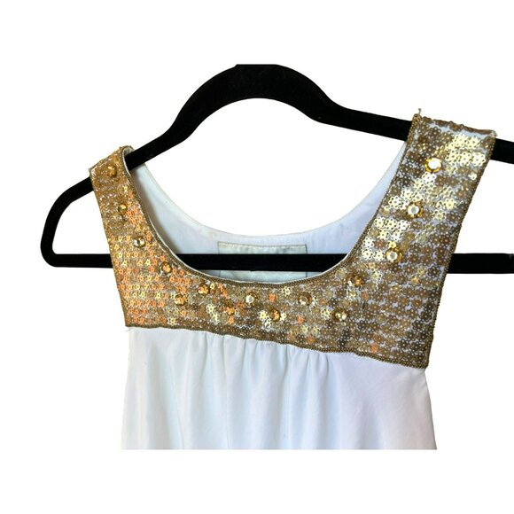 Leifsdottir Women's Cream Metallic Gold Ethereal Sleeveless Dress Sz 2 Fairycore - Picture 3 of 7